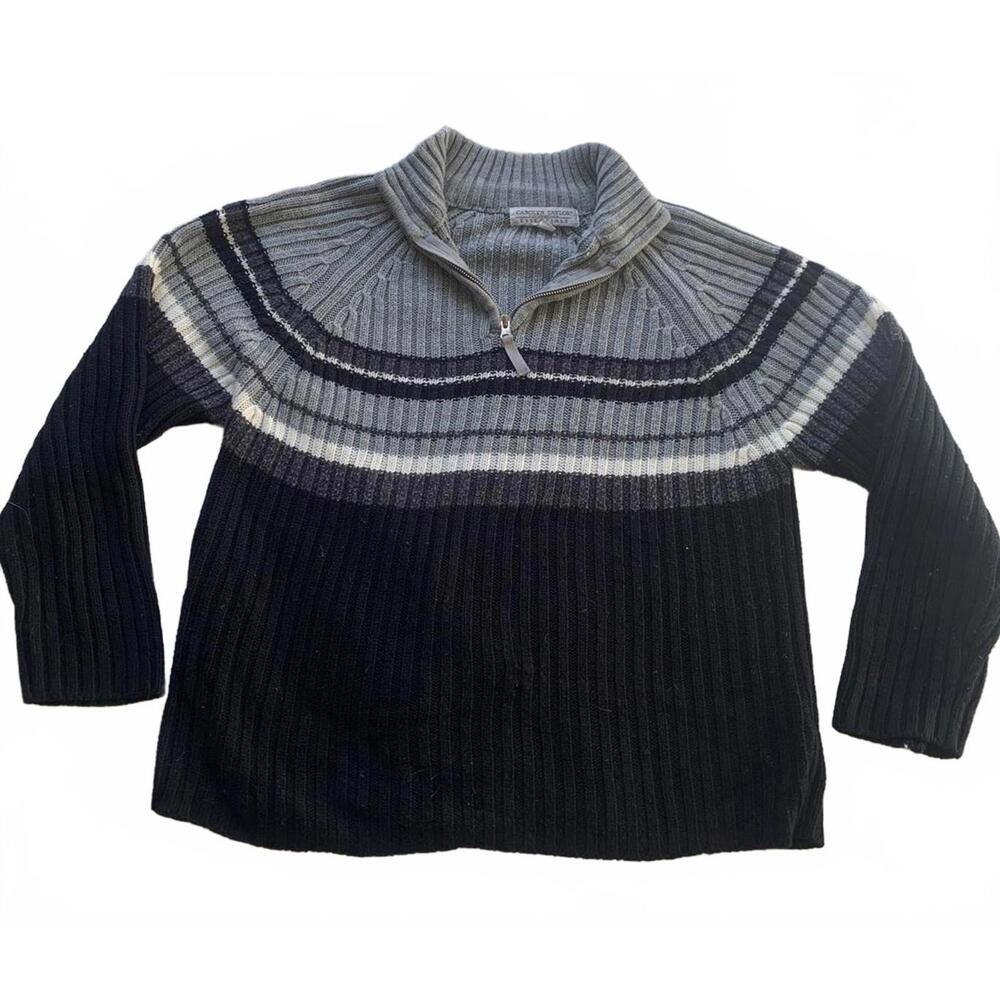 Grey and black quarter zip turtle neck sweater